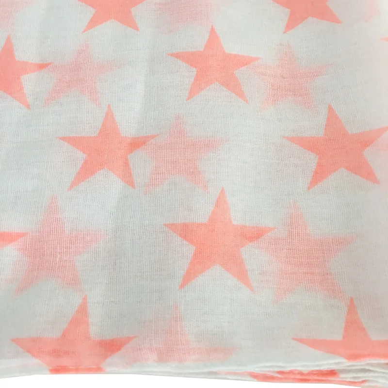 

Lightweight Fashion Soft Women Scarf Blue Or Orange Stars With White Background Print Polyester Small Scarfs 180*55 cm