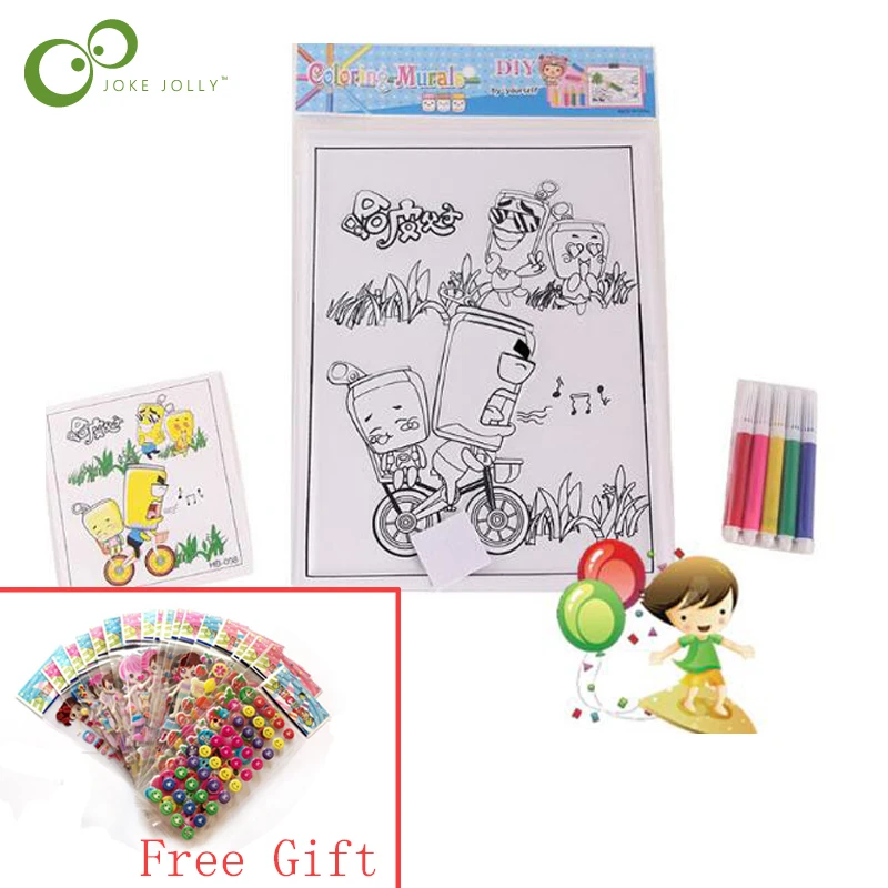 2 шт 3D рельефная Акварельная живопись детская ручная работа мультяшная аниме