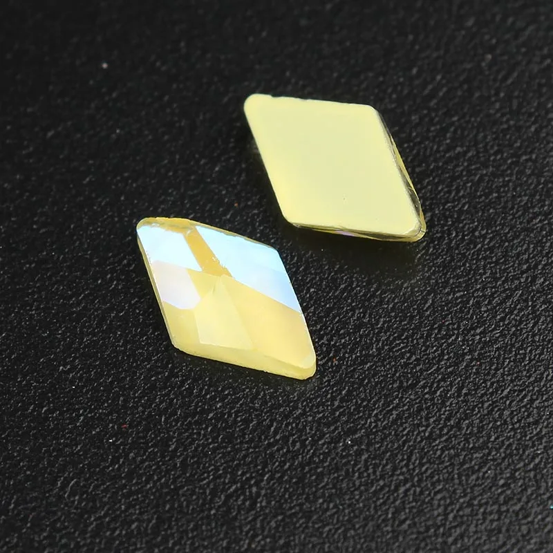 2.Yellow Rhombus 30 шт/партия ромб 6x10 мм плоская задняя смола без горячей фиксации 10 мокко цвета ромб стразы с плоской обратной поверхностью 3D драгоценные камни для дизайна ногтей - Цвет: 2.Yellow Rhombus