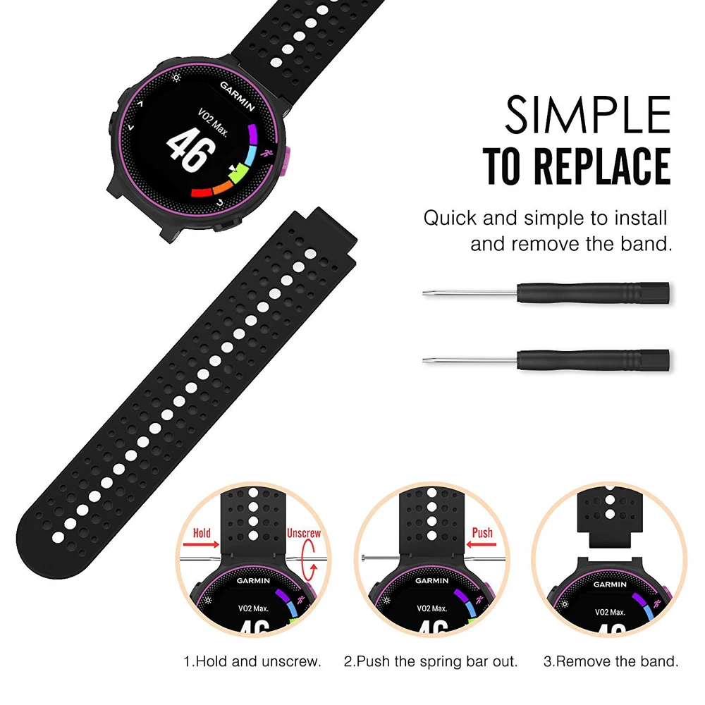 Силиконовый сменный ремешок для наручных часов Garmin Forerunner 230 / 235 220/620/735XT/630 Lite часы