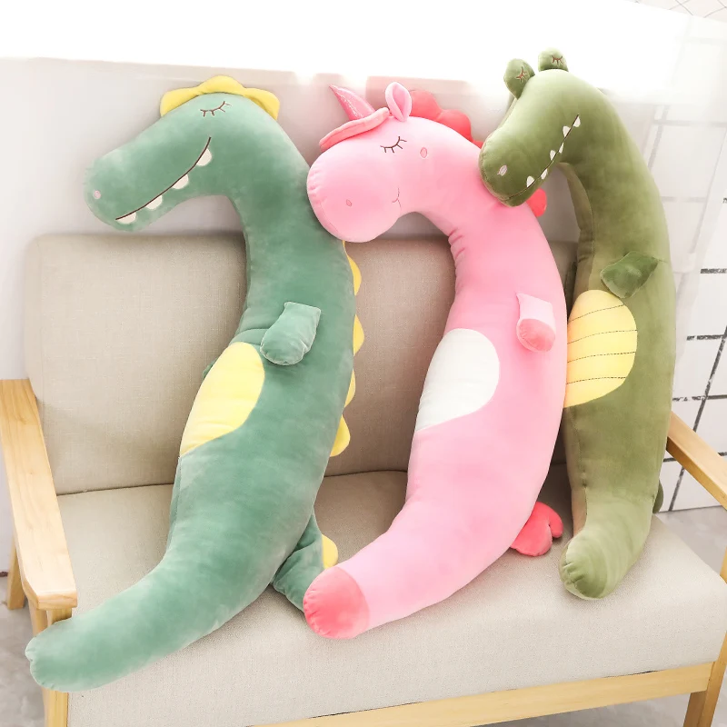 60-100cm Kawaii Cartoon Cute Unicorn Dinosur Coorodile Plush Toy Soft Long Pillow Sleeping Boyfriend Gift | Игрушки и хобби