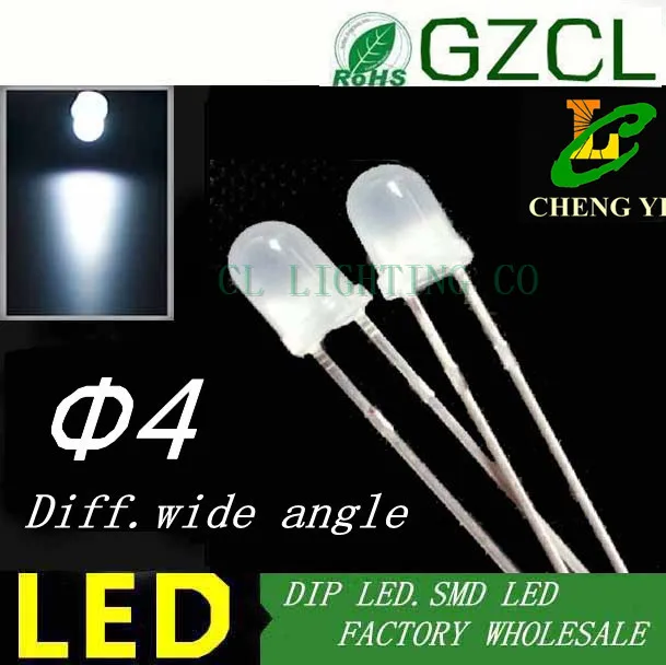Белый 4 мм DIP led диффузный круглый 2-контактный диод 3 0-3 5 В светодиодный Диод | Лампы