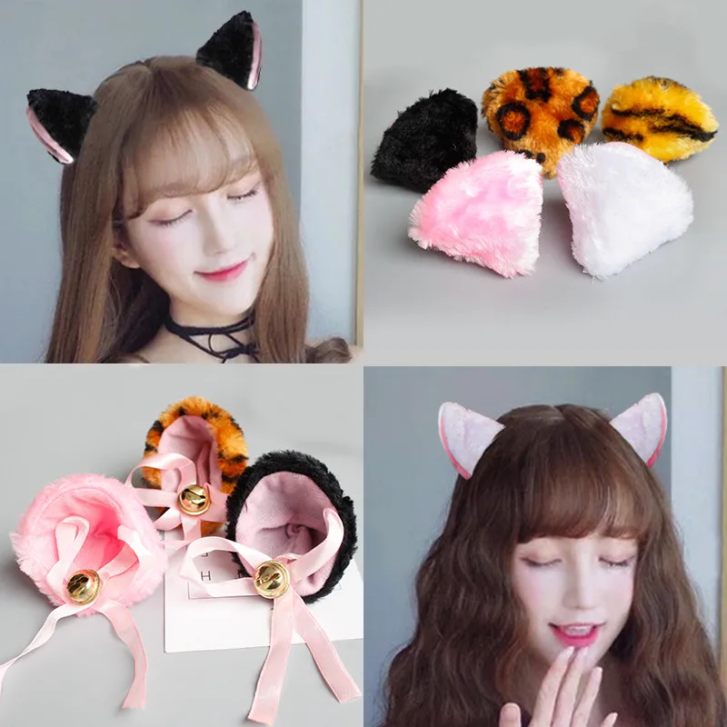 Плюшевые животные кошка леопард тигр уши повязка на голову заколки для волос