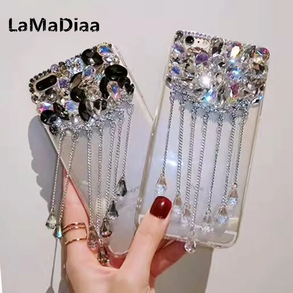 LaMaDiaa Роскошные блестящие подвесные чехлы для телефонов iPhone 11 12 Pro Max XR задняя