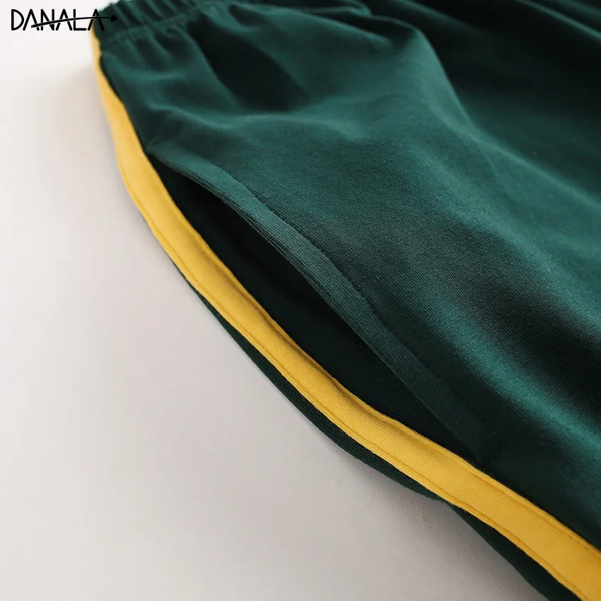 DANALA хлопковые повседневные женские пижамные комплекты летние однотонные