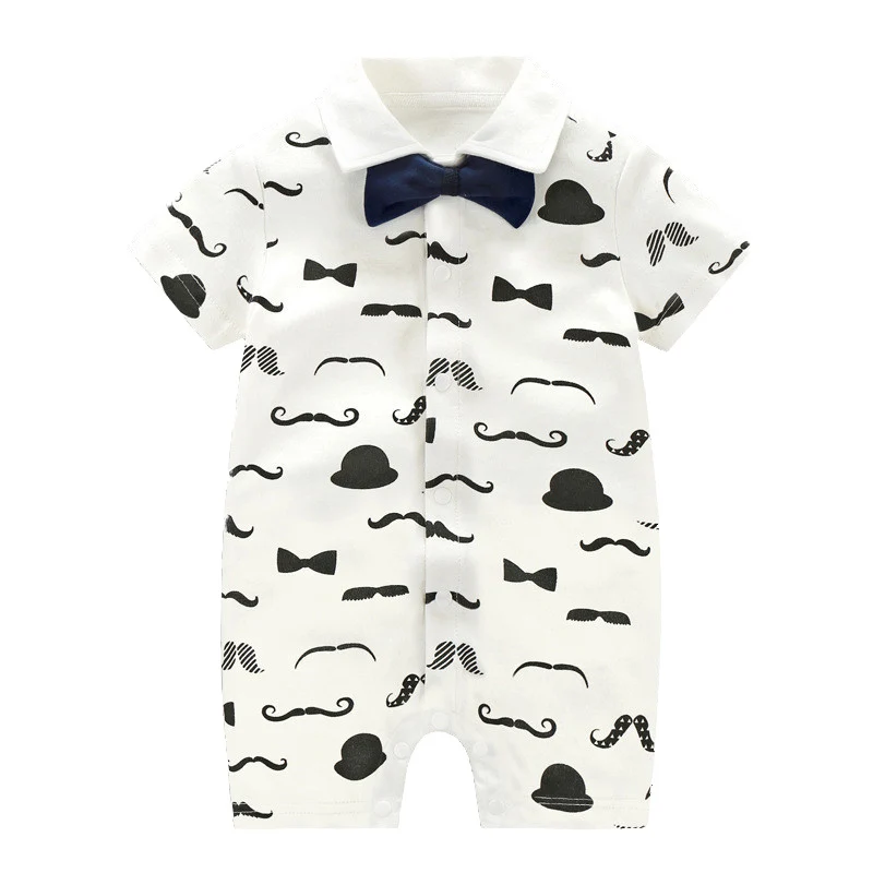 2019 Baby Rompers Gentleman Design Short Sleeve Boys with Bowknot Jumpsuit Newborn Clothes |