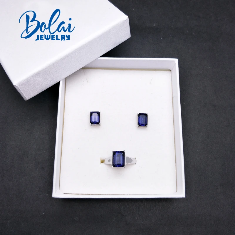 Bolaijewelry природный варяжский камень кольцо и серьги 925 серебро ювелирные украшения