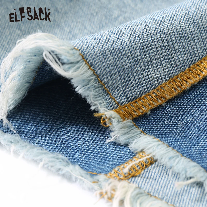 Женские джинсовые шорты ELF SACK короткие голубые джиновые выполненные в винтажном