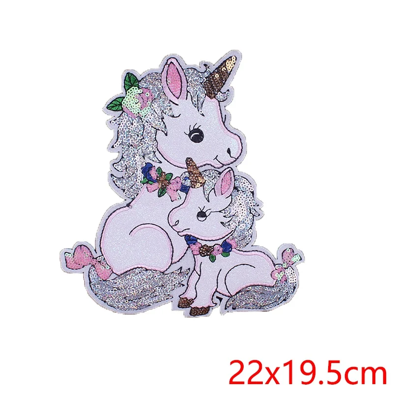 Pulaqi Sequined Patch Unicorn Embroidered Sew On Patches For Clothing DIY Sequin Applique Clothes H | Дом и сад