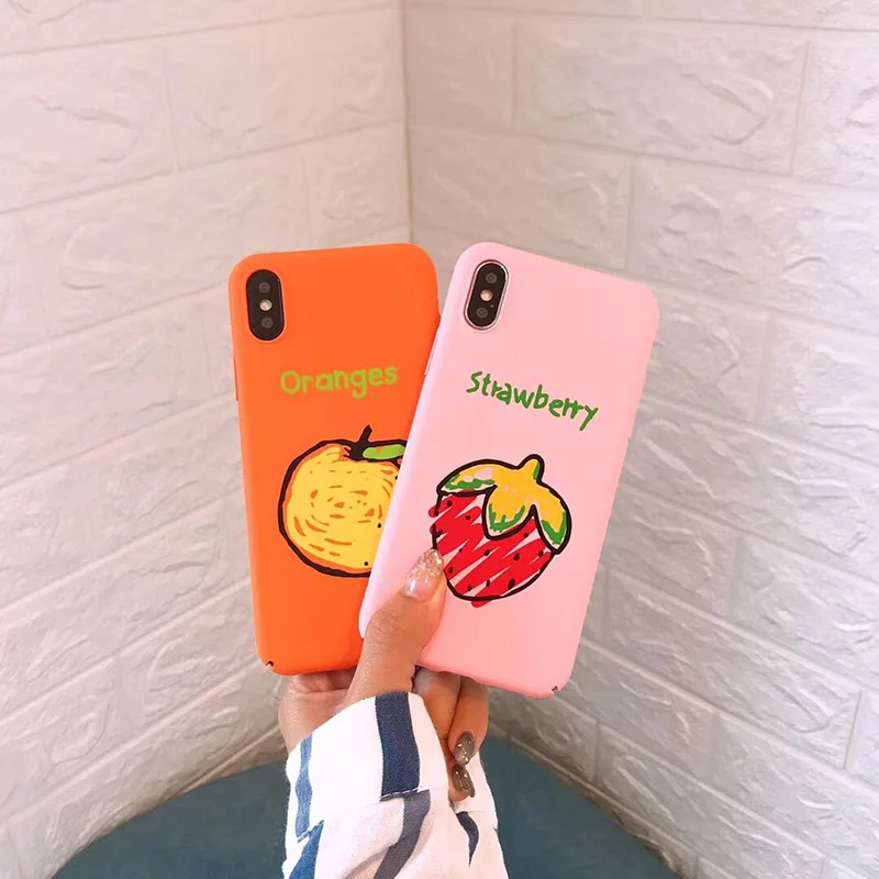 VBNM Fashion Cute Case For iPhone X 7 8 6 Strawbetty watermelon Fruit Phone Cases Hard PC Back Cover |
