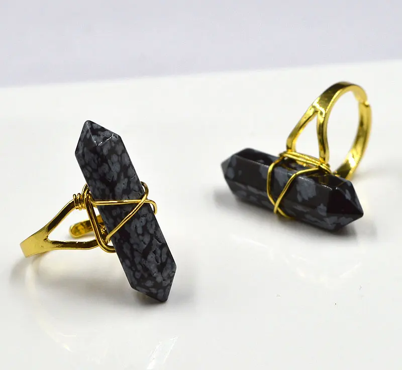 Кольцо из обсидиана в форме снежинки YA1919 32x8 мм