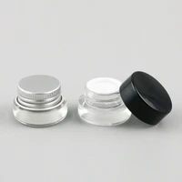 30 x 3g traval small glass cream make up jar with aluminium lids white pe pad 110oz cosmetic container packaging glass jar