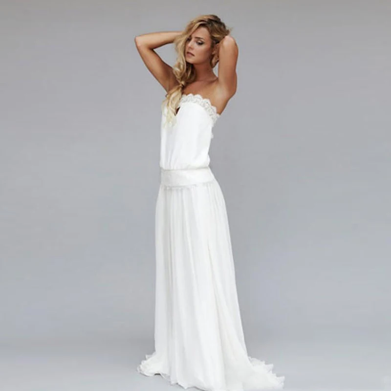 2019 Новый уникальный Пляжные Свадебные платья дешевые заниженной талией в