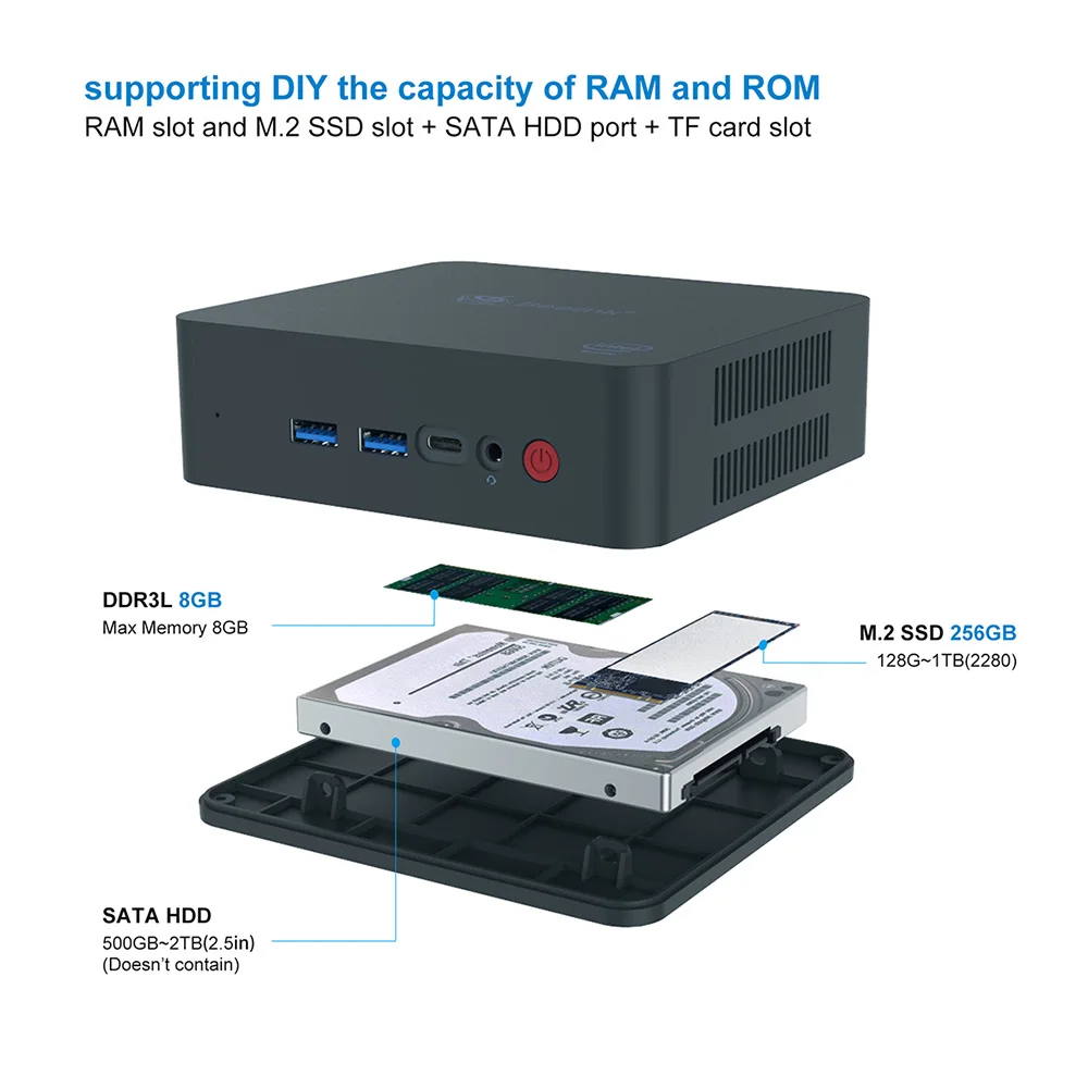 Beelink U55 Мини ПК в i3 5005U двухъядерный 8 Гб 256 ГБ 512 HD Graphic 5500 Win10 2 4G 5 8G WIFI MINI PC BT4.0|Мини ПК|