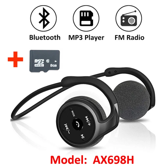 AX698 Black Беспроводные наушники, MP3 плеер, беспроводные Bluetooth наушники, музыкальная гарнитура, спортивные портативные MP3 плеер, наушники walkman для телефона - Цвет: AX698 Black