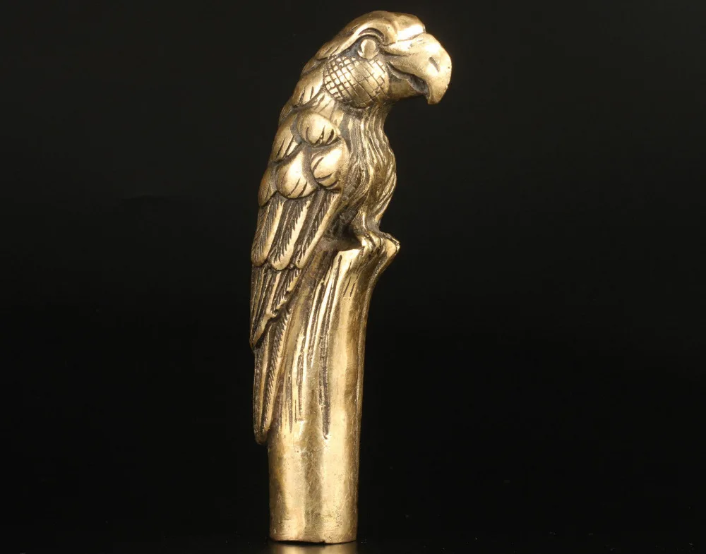 Восточная китайская коллекция ручная латунная статуя трость для попугая ручной