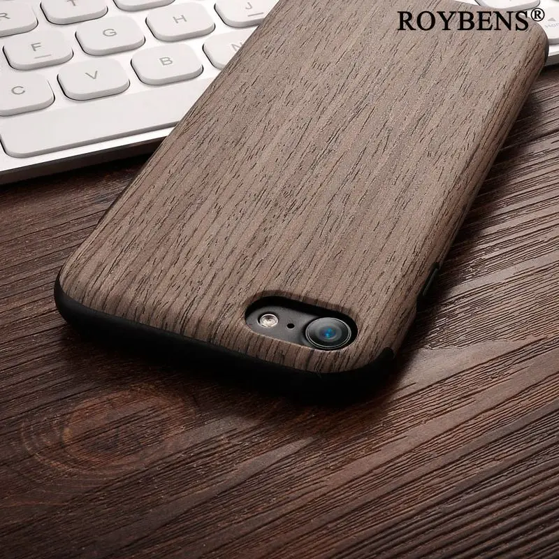 Roybens Дерево чехол для iPhone X 8 7 Xs Max XR Bamboo Деревянный Мягкие силиконовые телефон