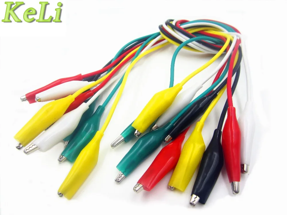 

10pcs Line -headed alligator clip test leads in 5 colors 50CM length Promotion
