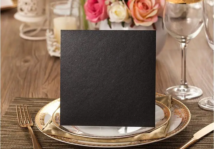 Personzlied Квадратной Формы Выдалбливают Лазерная Резка Черный Цвет Карты Свадебные