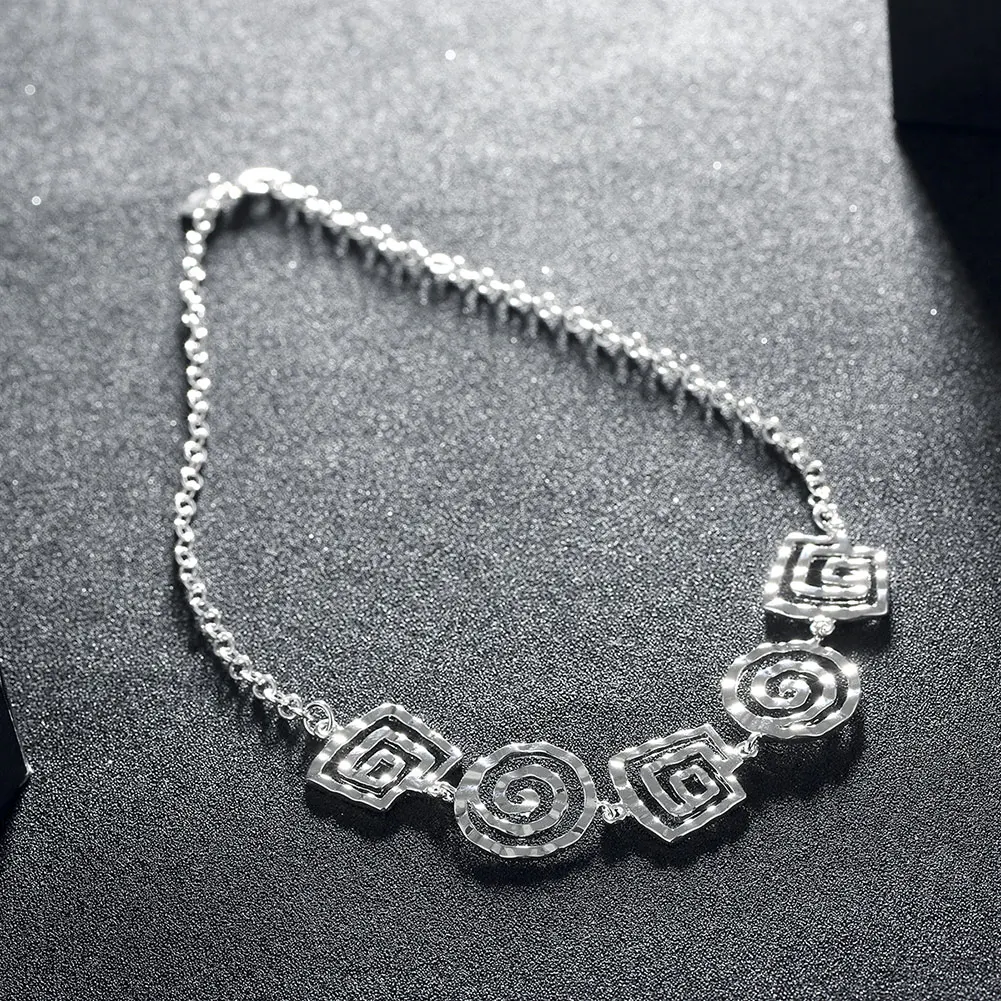 Fashion Necklaces &amp Pendants Thread Geometric Pendant Plating Silver Friendship Necklace Jewelry Women's Clothing Accessories |