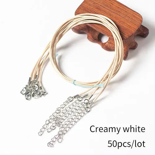 Creamy white 50pcs 50 шт 1,5 мм 1" ожерелье шнур с застежкой оптом для ожерелье браслет Изготовление ювелирных изделий - Цвет: Creamy white 50pcs