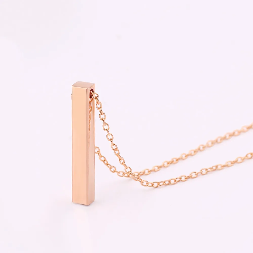 custom rose gold Индивидуальное четырехстороннее ожерелье, персонализированное квадратное 3D ожерелье с именами, подвеска из нержавеющей стали для женщин и мужчин, ювелирные изделия, подарки - Окраска металла: custom rose gold