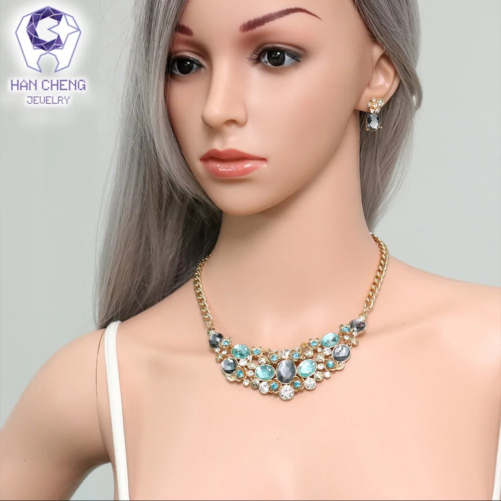 HanCheng Новое модное Золотое богемное роскошное ожерелье с кристаллами и цветком