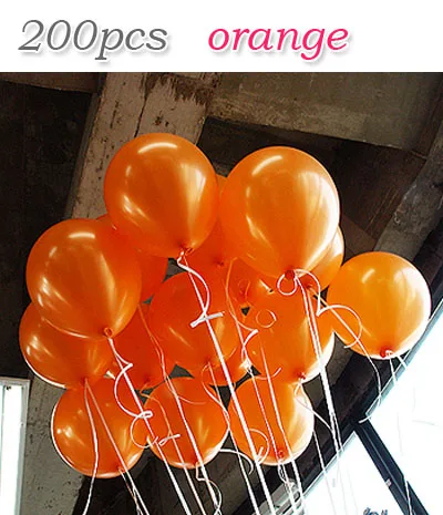 orange 200PCS 200 шт./лот, воздушные шары, свадебный декоративный шар, шары на день рождения, 10 дюймов, 1,5 г, белые, вид шариков, Белоснежки, вечерние шары - Цвет: orange 200PCS