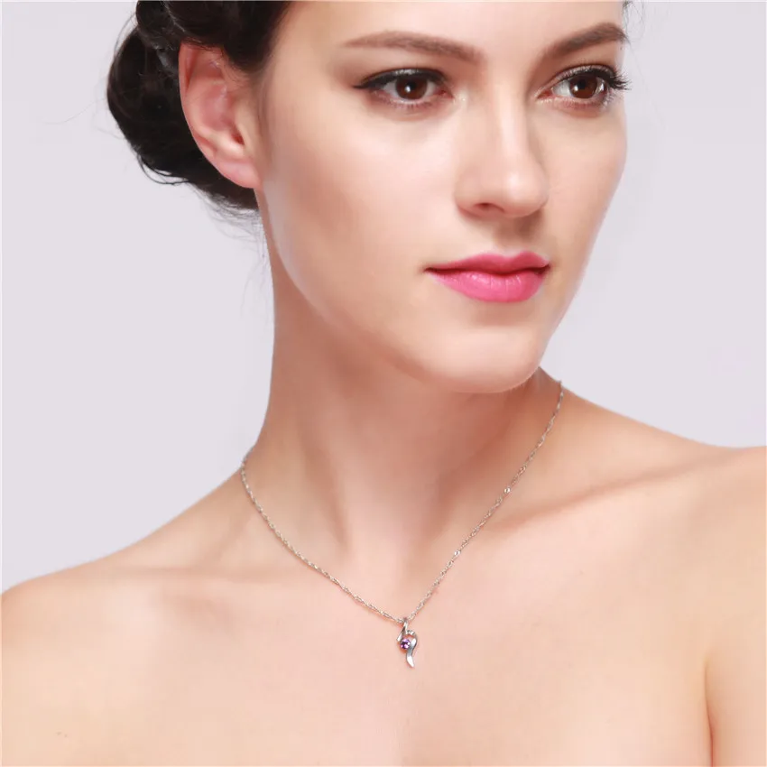 US Uloveido 15% Off серебряные ожерелья подвески фиолетовый кубический циркон подвеска цепочка-колье Colar подвеска N306