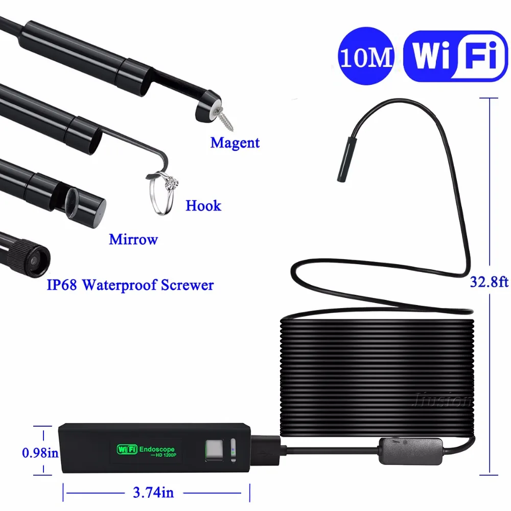 1200 P HD Полужесткий жесткий кабель Wi-Fi эндоскоп для iphone Samsung Android Mac окна Бороскоп Инспекции мини Камера водонепроницаемый