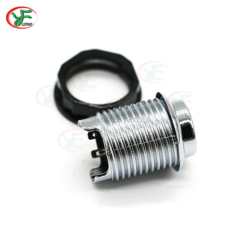 100 шт. хромированная кнопка 24 мм Aracade Start с микропереключателем черная гайка DIY Jamma