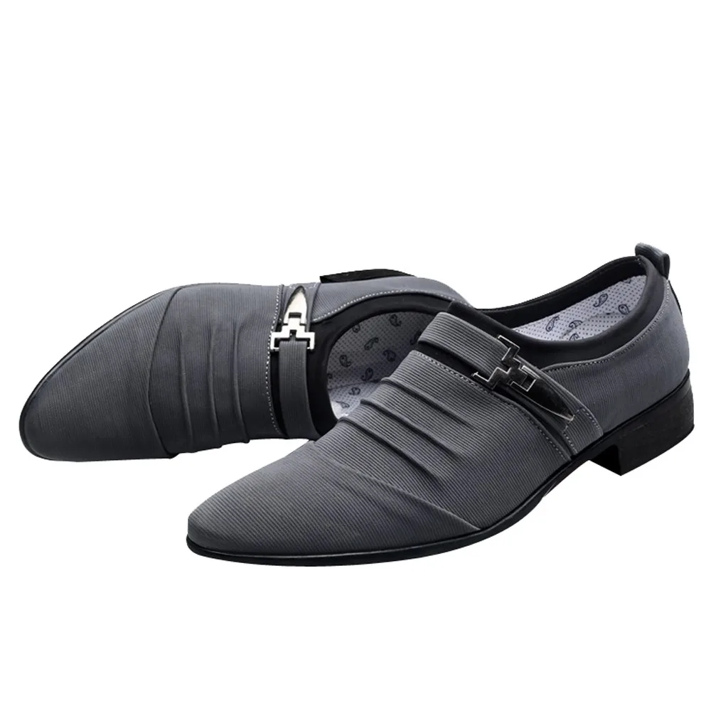 zapatos hombre vestir Men wedding canvas Shoes Breathable formal Leather 2019 Casual Mens Flats Loafers | Обувь