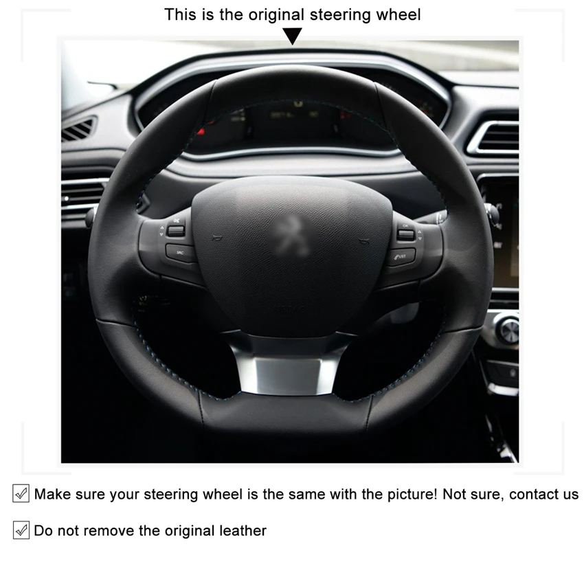 Чехол MEWANT из искусственной черной кожи для Peugeot 308 2016 2017|car steering wheel cover|steering coverwheel