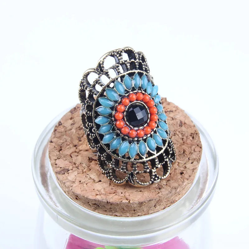 WKOUD сплава полые цветок Форма кольцо 1 цвет кольца для женщин в богемном стиле