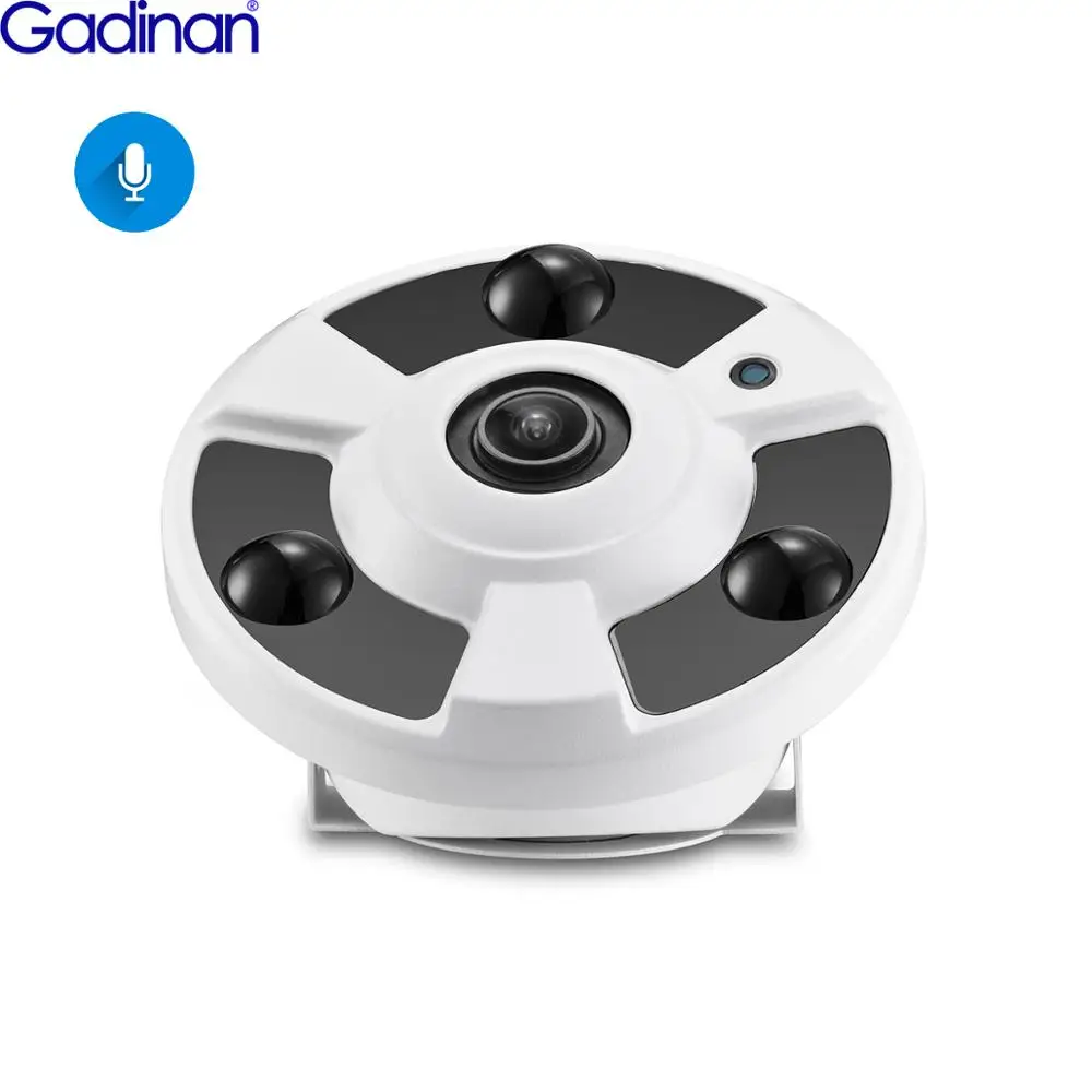 Gadinan H.265 IP Камера Аудио Микрофон 1 7 мм объектив рыбий глаз 5MP 3MP 2MP панорамная камера
