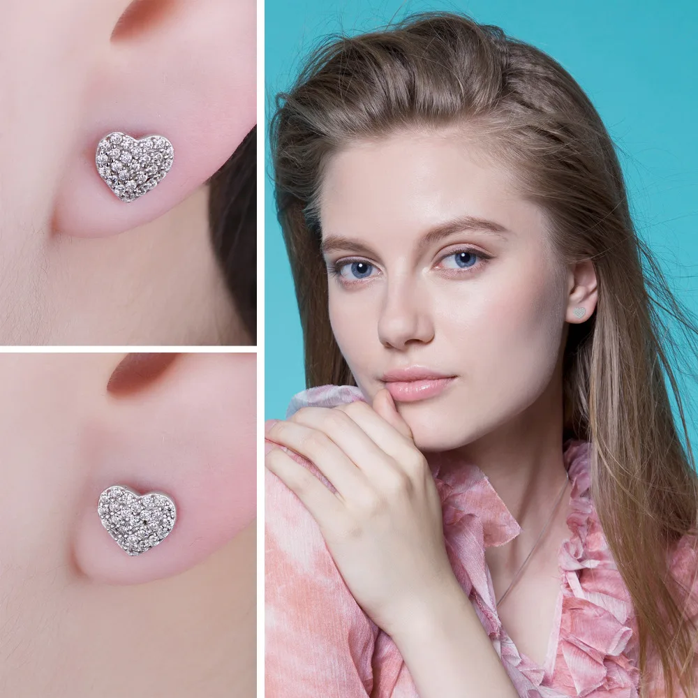 Jewelrypalace сердце любовь кубического циркония Серьги гвоздики для Для женщин 100% 925