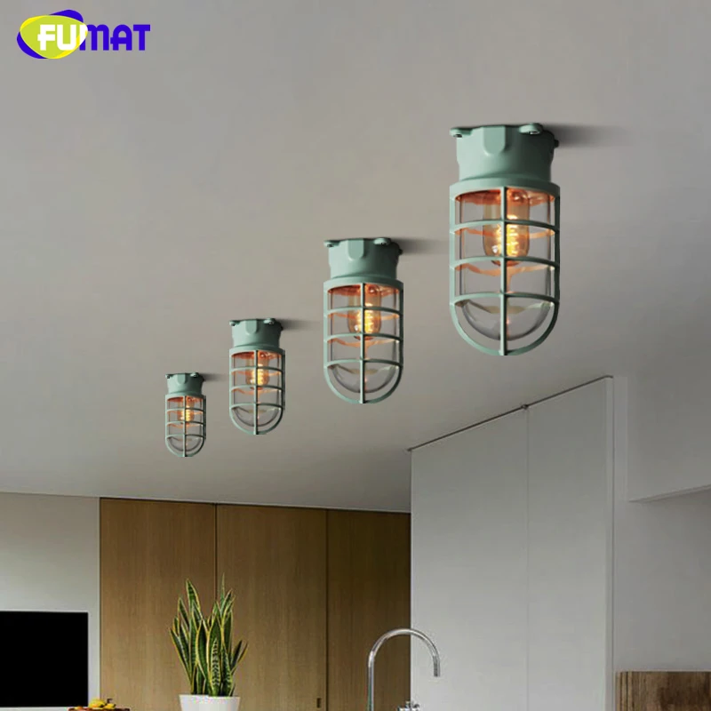 Металлический потолочный светильник FUMAT цвета Макарон винтажный железный Лофт