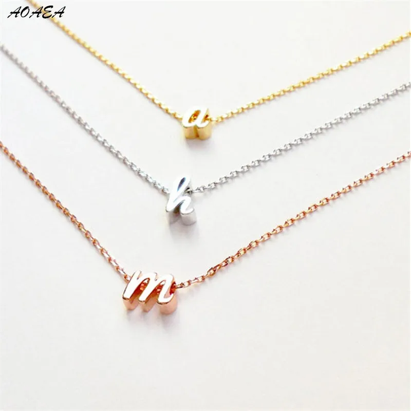 Cursive Initial ожерелье розовое золото серебро Золотой подарок подружки невесты на