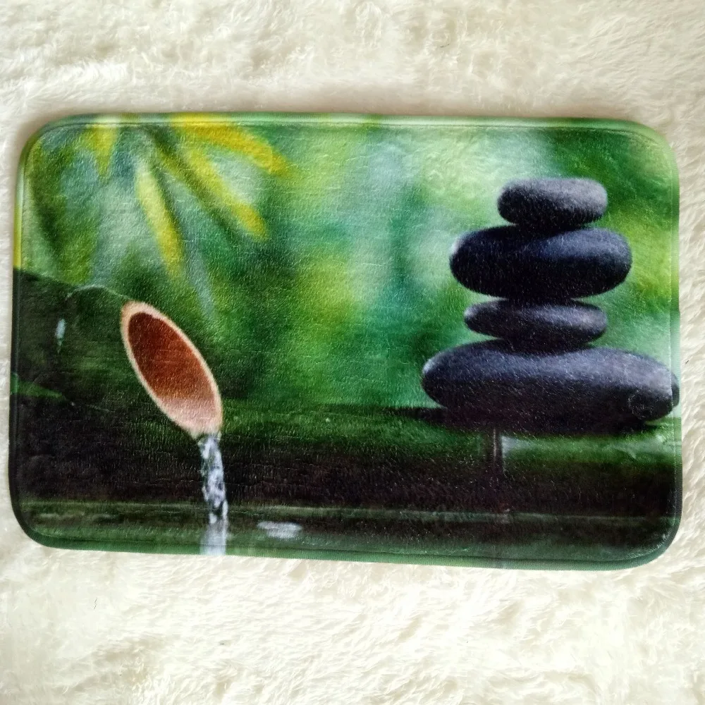 Водонепроницаемая душевая занавеска для ванны с зелеными бамбуками|bath mat|carpet