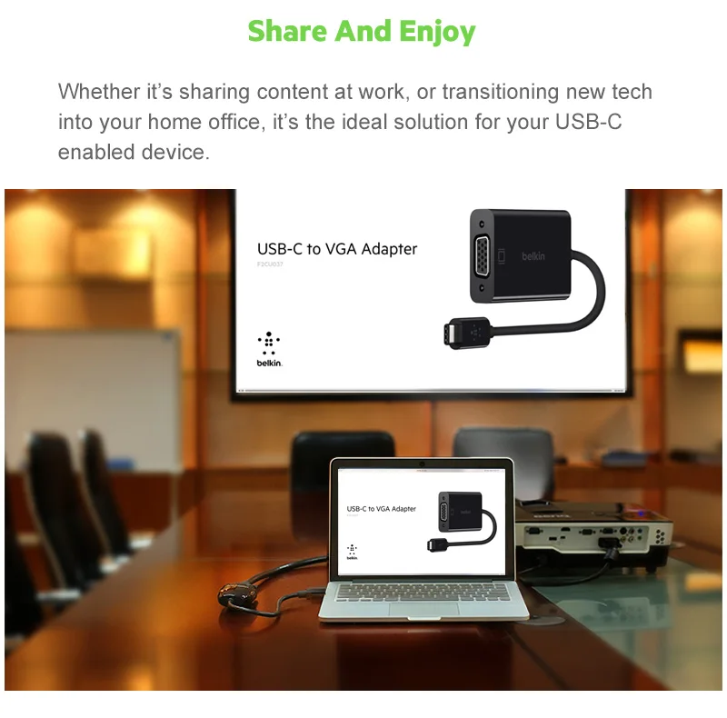 Belkin Премиум USB C VGA Кабель адаптер 1080 P для проекторов ноутбуков с Тип порт MacBook pro