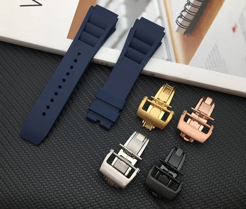 Мягкий силиконовый резиновый ремешок 25 мм для часов Richard Mille браслет с пряжкой