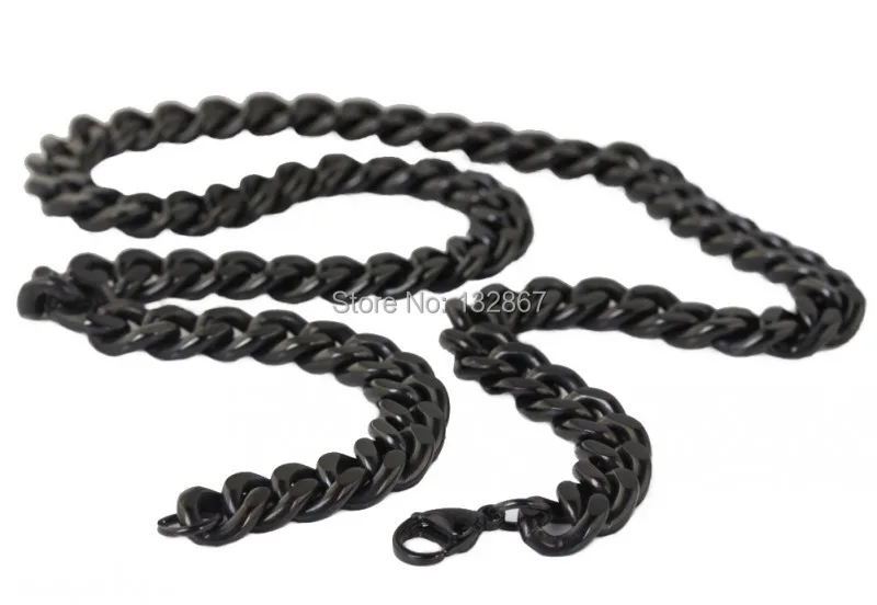 Мужская Черная цепочка из нержавеющей стали 11 мм панцирное ожерелье 24 ''для