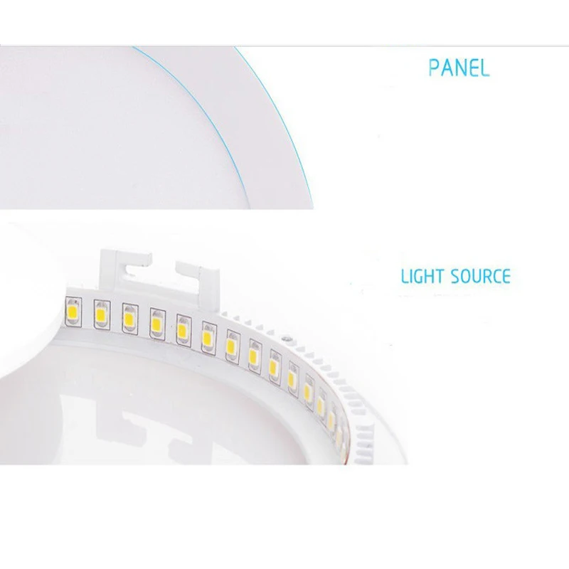 Ультра Яркая Тонкая Диммируемая 6Вт 9Вт 12Вт 15Вт / 18Вт 21Вт Светодиодная Встраиваемая Потолочная Сетчатая Подсветка / Тонкий Круглый Панельный Свет