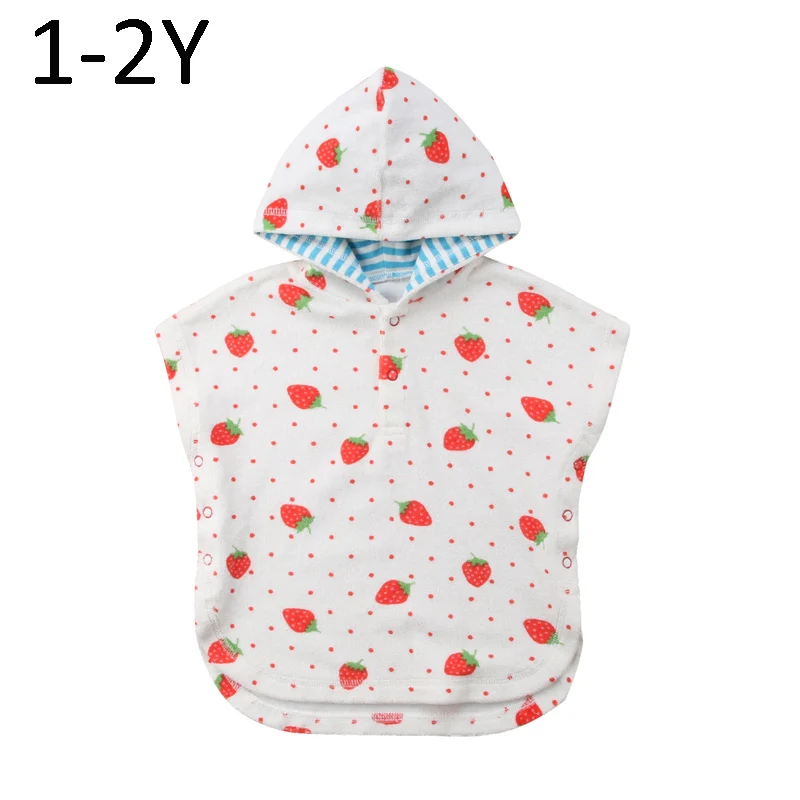 Strawberry 1 to 2 Y Детское банное полотенце с капюшоном, детское милое пончо, пляжная одежда для бассейна, детский банный халат, мультяшное полотенце для маленьких мальчиков и девочек, купальное полотенце - Цвет: Strawberry 1 to 2 Y
