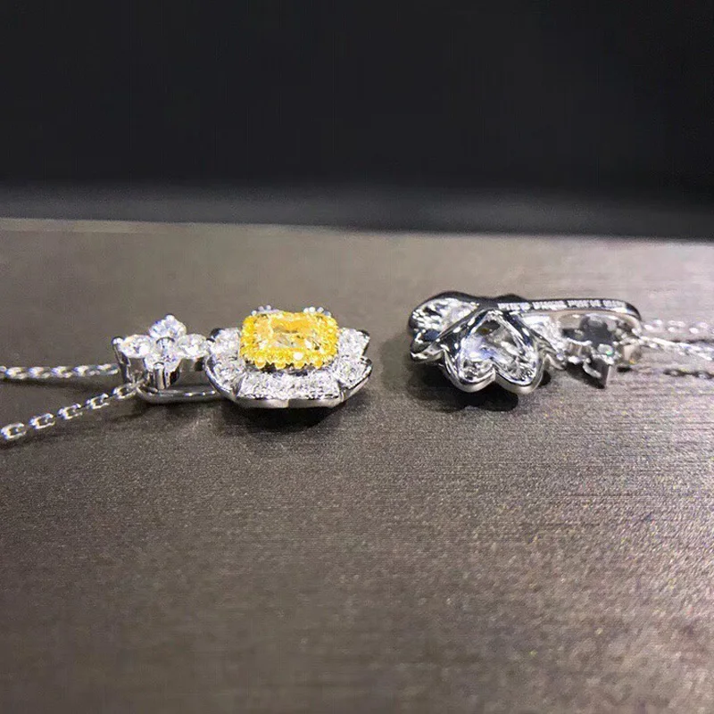 1 карат ct свадебное желтое Moissanite бриллиантовое кольцо подлинное 18K 750 Белое золото