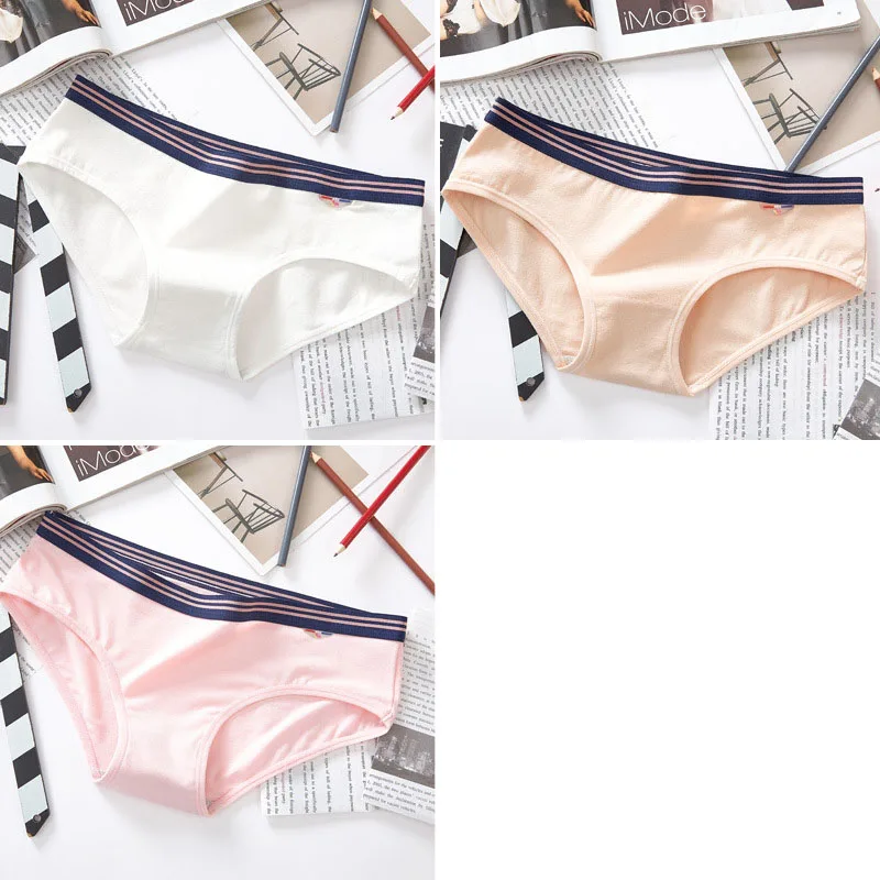 White Apricot Pink 3 шт., хлопковые трусы, нижнее белье, трусики для женщин, низкая талия, высокое качество, модные удобные повседневные сексуальные трусики - Цвет: White Apricot Pink