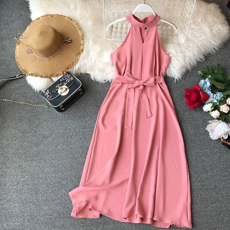 Женское платье с круглым вырезом FMFSSOM летнее облегающее средней длины без