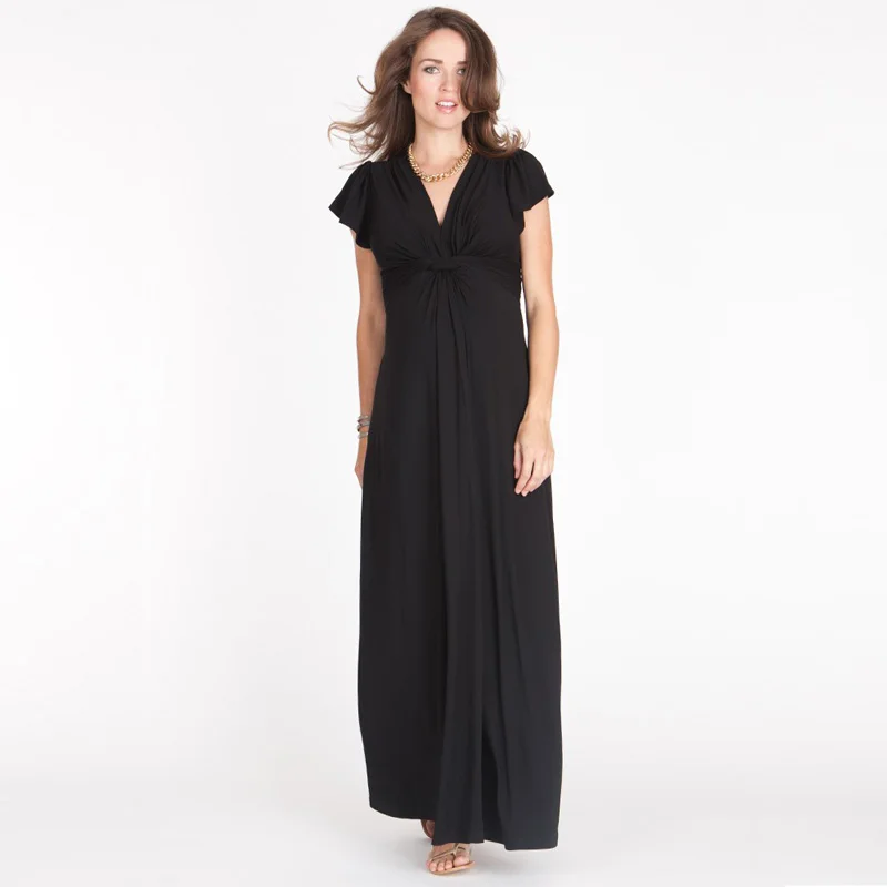 Tencel эластичная для беременных платье с v образным вырезом и коротким рукавом