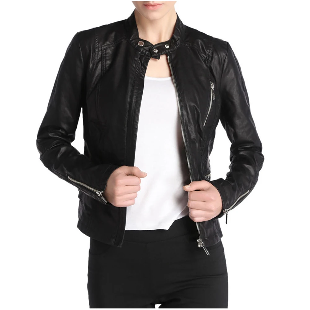 Escalier черная модная мотоциклетная Блузка Женская Ретро куртка с длинным рукавом