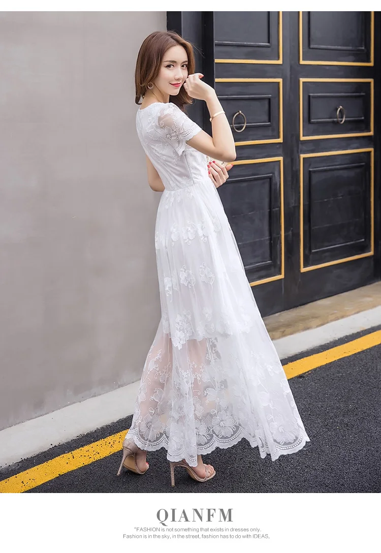 2017 летнее женское красивое длинное платье с большим низом элегантное вечернее